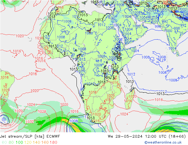 Jet stream/SLP ECMWF We 29.05.2024 12 UTC