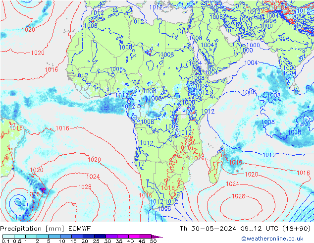 Precipitation ECMWF Th 30.05.2024 12 UTC