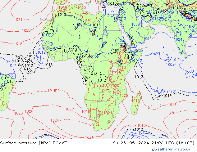 Bodendruck ECMWF So 26.05.2024 21 UTC