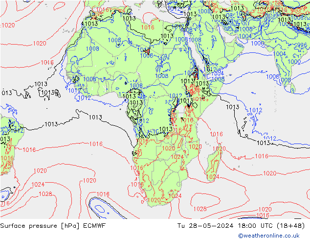 приземное давление ECMWF вт 28.05.2024 18 UTC