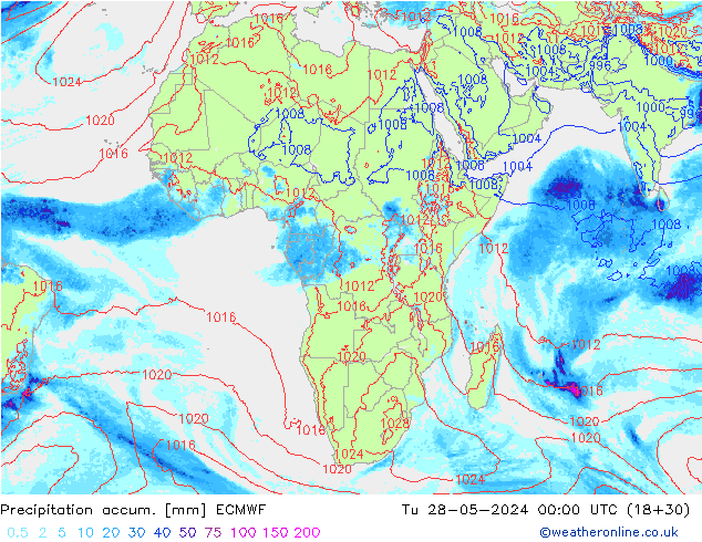 Precipitación acum. ECMWF mar 28.05.2024 00 UTC