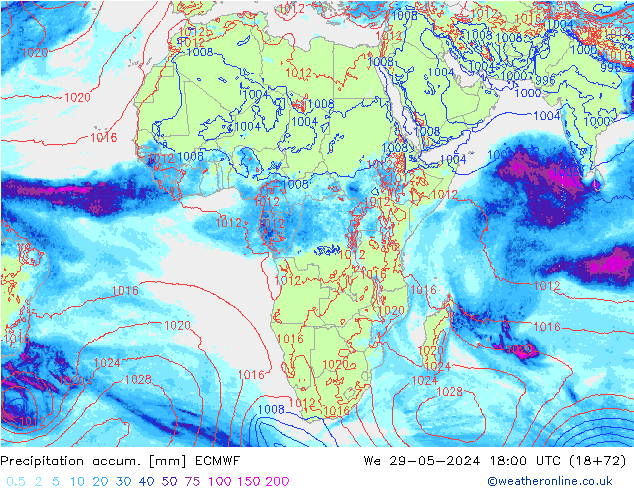 Toplam Yağış ECMWF Çar 29.05.2024 18 UTC