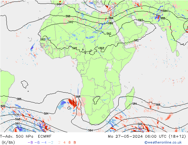 T-Adv. 500 hPa ECMWF Mo 27.05.2024 06 UTC