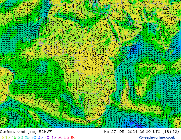 Rüzgar 10 m ECMWF Pzt 27.05.2024 06 UTC