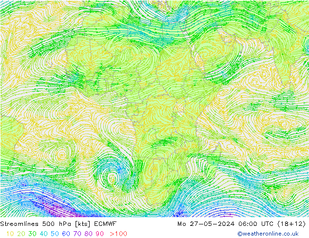 Streamlines 500 hPa ECMWF Mo 27.05.2024 06 UTC