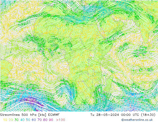 ветер 500 гПа ECMWF вт 28.05.2024 00 UTC