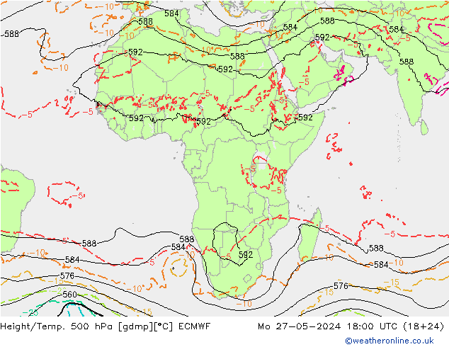 Hoogte/Temp. 500 hPa ECMWF ma 27.05.2024 18 UTC