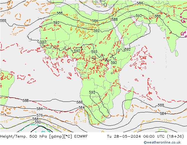 Z500/Rain (+SLP)/Z850 ECMWF Tu 28.05.2024 06 UTC