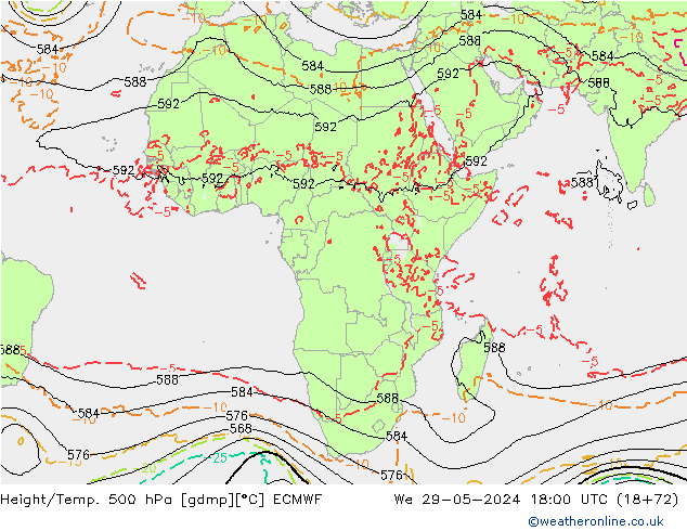 Z500/Rain (+SLP)/Z850 ECMWF St 29.05.2024 18 UTC