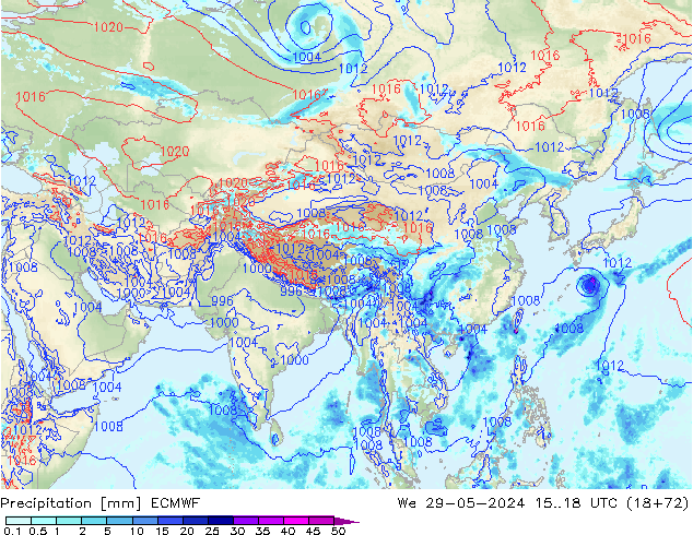 Precipitation ECMWF We 29.05.2024 18 UTC