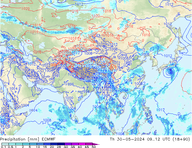 Neerslag ECMWF do 30.05.2024 12 UTC