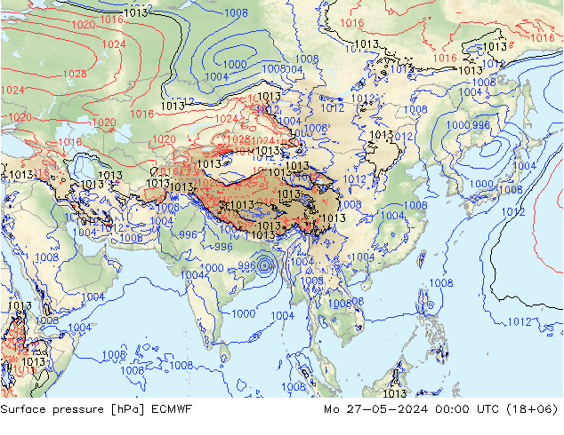 Bodendruck ECMWF Mo 27.05.2024 00 UTC