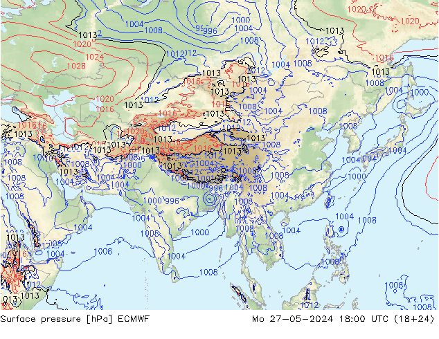 Pressione al suolo ECMWF lun 27.05.2024 18 UTC