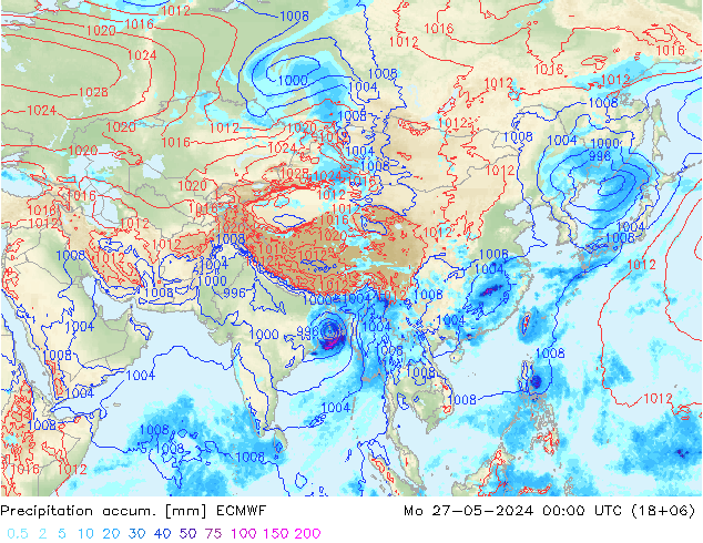 Totale neerslag ECMWF ma 27.05.2024 00 UTC