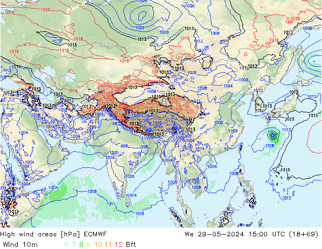 Windvelden ECMWF wo 29.05.2024 15 UTC