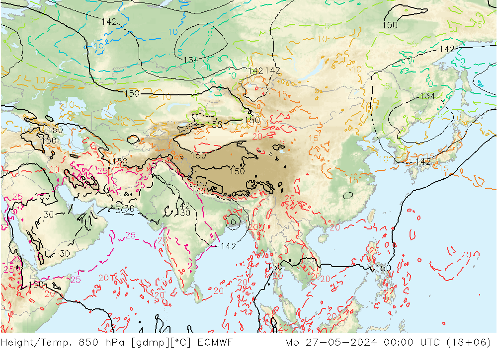 Z500/Rain (+SLP)/Z850 ECMWF Po 27.05.2024 00 UTC