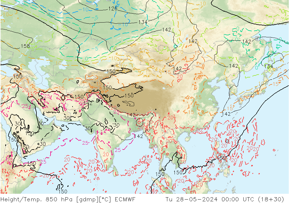 Z500/Rain (+SLP)/Z850 ECMWF  28.05.2024 00 UTC