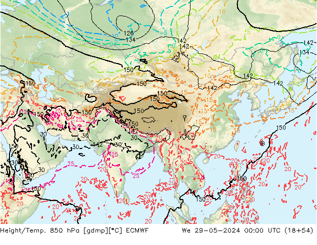 Z500/Rain (+SLP)/Z850 ECMWF ср 29.05.2024 00 UTC