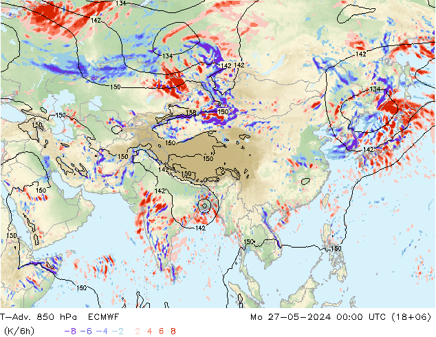 T-Adv. 850 hPa ECMWF Po 27.05.2024 00 UTC