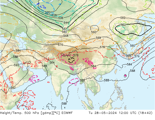 Height/Temp. 500 hPa ECMWF mar 28.05.2024 12 UTC