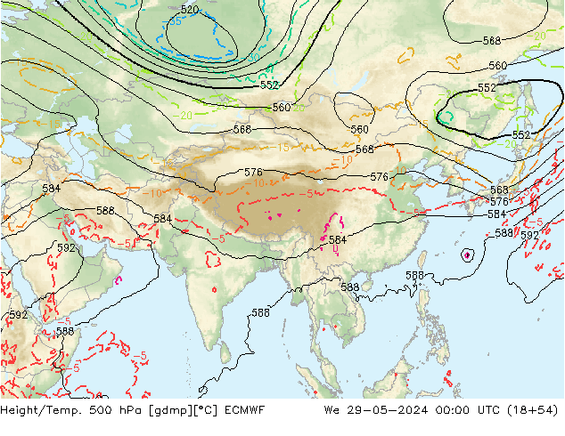 Z500/Rain (+SLP)/Z850 ECMWF ср 29.05.2024 00 UTC