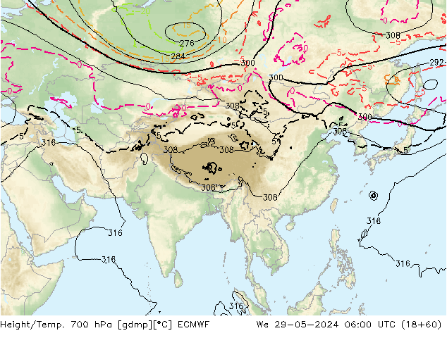 Height/Temp. 700 hPa ECMWF  29.05.2024 06 UTC