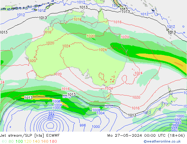 Jet stream/SLP ECMWF Mo 27.05.2024 00 UTC