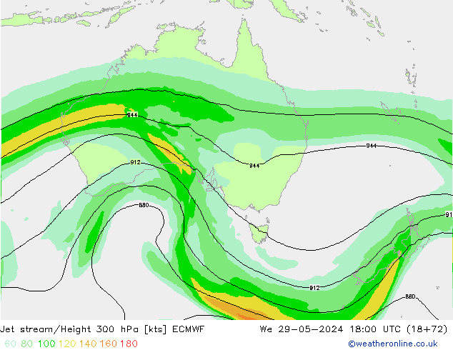 Jet stream/Height 300 hPa ECMWF We 29.05.2024 18 UTC