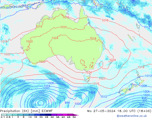 Z500/Rain (+SLP)/Z850 ECMWF lun 27.05.2024 00 UTC