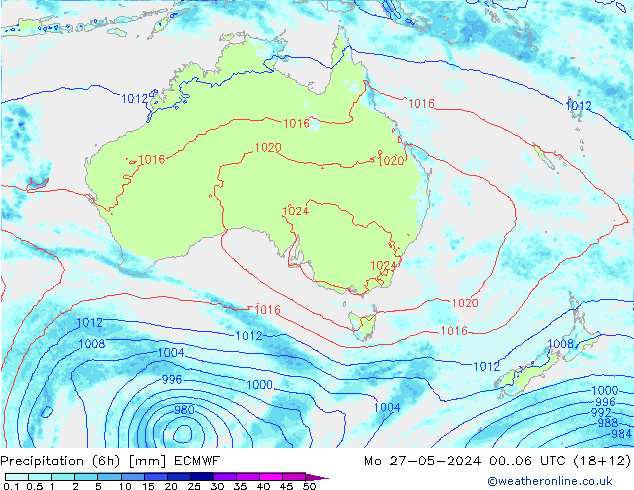 Z500/Rain (+SLP)/Z850 ECMWF lun 27.05.2024 06 UTC