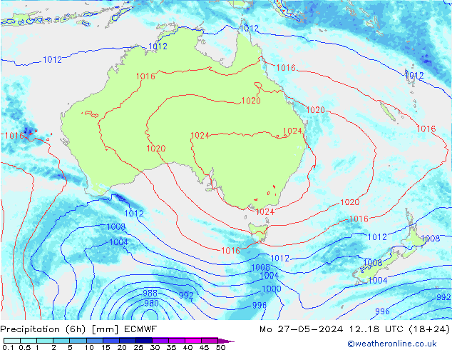 Z500/Rain (+SLP)/Z850 ECMWF Mo 27.05.2024 18 UTC