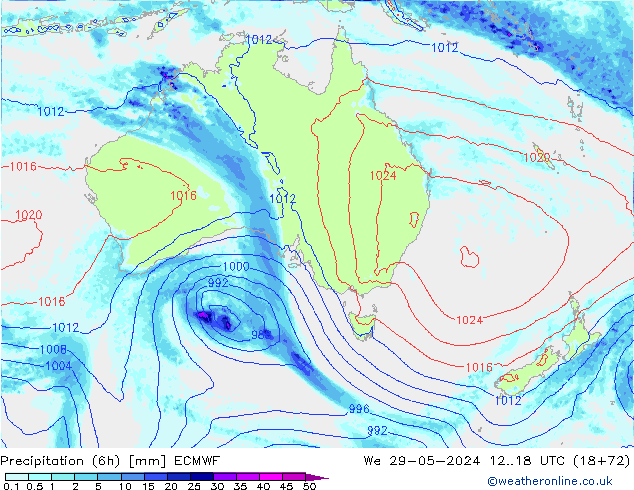 Z500/Rain (+SLP)/Z850 ECMWF Mi 29.05.2024 18 UTC