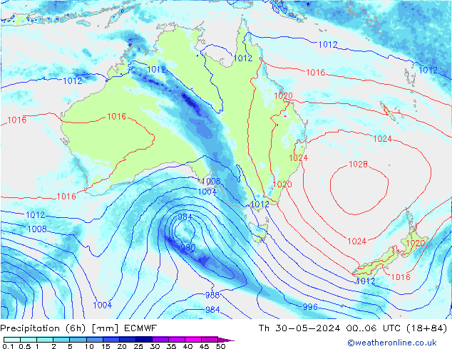 Z500/Rain (+SLP)/Z850 ECMWF Th 30.05.2024 06 UTC