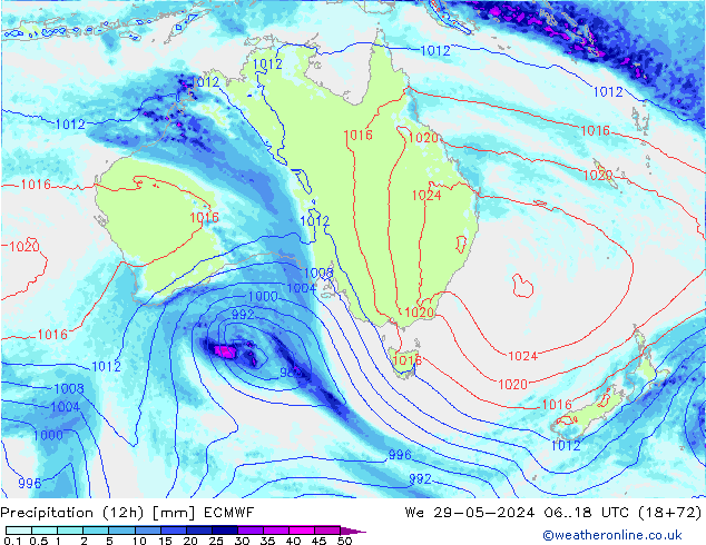 Precipitazione (12h) ECMWF mer 29.05.2024 18 UTC