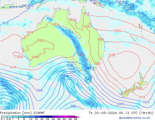 Srážky ECMWF Čt 30.05.2024 12 UTC