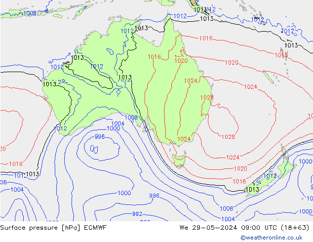 pression de l'air ECMWF mer 29.05.2024 09 UTC