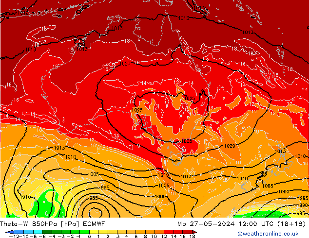 Theta-W 850hPa ECMWF Mo 27.05.2024 12 UTC