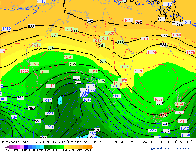 Thck 500-1000hPa ECMWF Th 30.05.2024 12 UTC