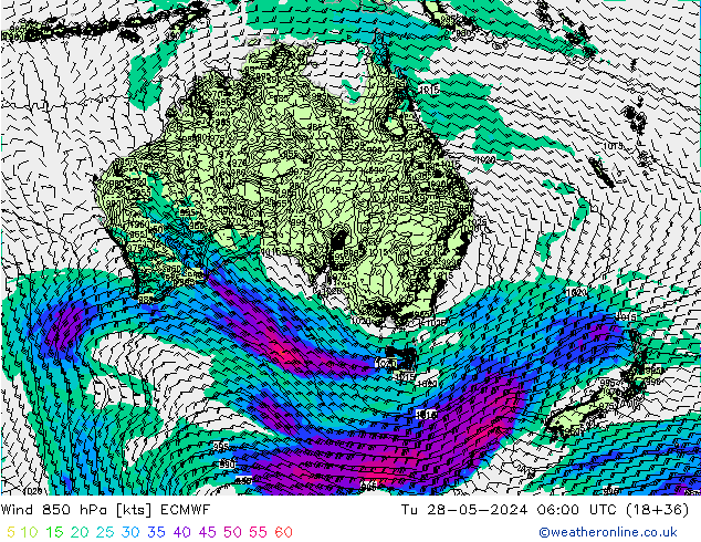 Vent 850 hPa ECMWF mar 28.05.2024 06 UTC