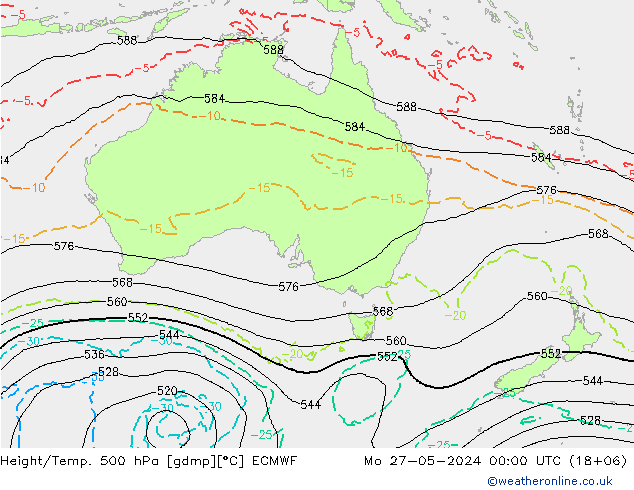 Z500/Rain (+SLP)/Z850 ECMWF пн 27.05.2024 00 UTC