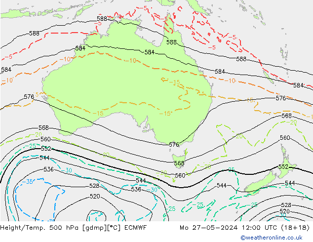 Z500/Rain (+SLP)/Z850 ECMWF lun 27.05.2024 12 UTC