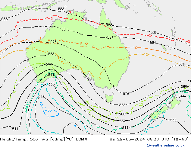 Z500/Rain (+SLP)/Z850 ECMWF We 29.05.2024 06 UTC