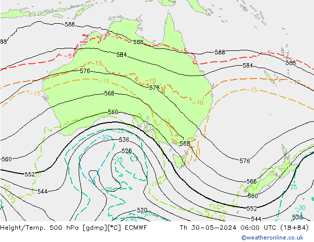 Z500/Rain (+SLP)/Z850 ECMWF Th 30.05.2024 06 UTC