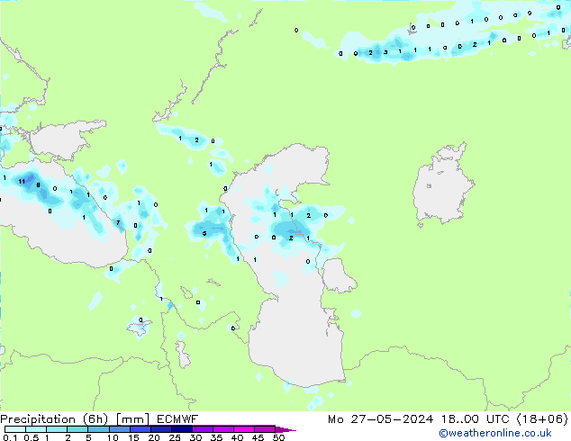 Precipitación (6h) ECMWF lun 27.05.2024 00 UTC