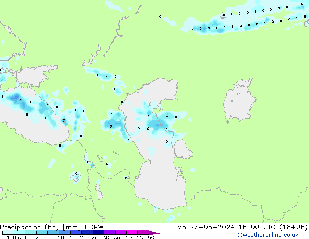 Z500/Rain (+SLP)/Z850 ECMWF pon. 27.05.2024 00 UTC