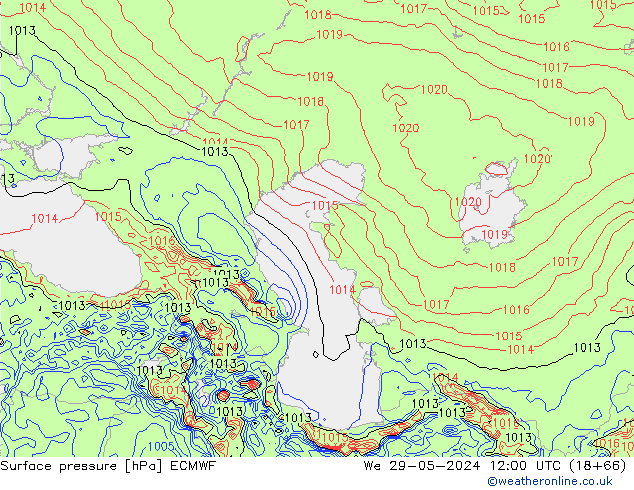 Luchtdruk (Grond) ECMWF wo 29.05.2024 12 UTC