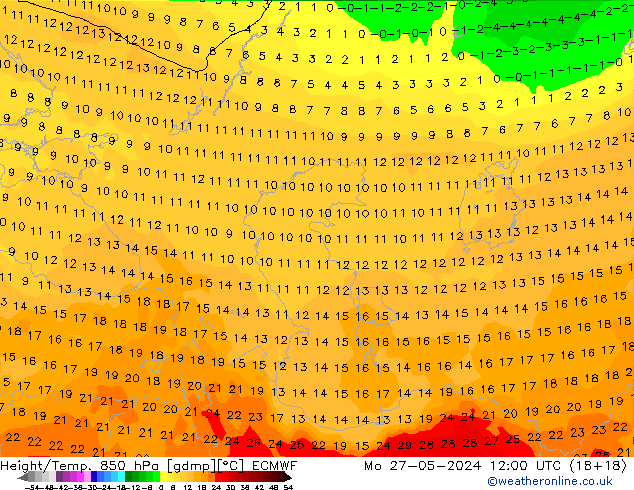 Z500/Rain (+SLP)/Z850 ECMWF lun 27.05.2024 12 UTC