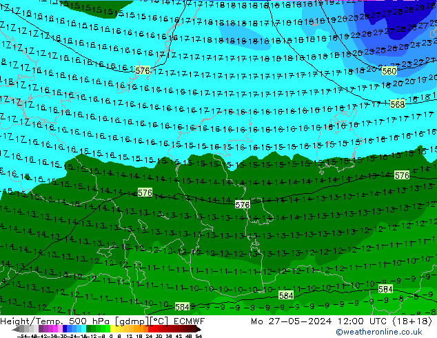 Z500/Rain (+SLP)/Z850 ECMWF lun 27.05.2024 12 UTC