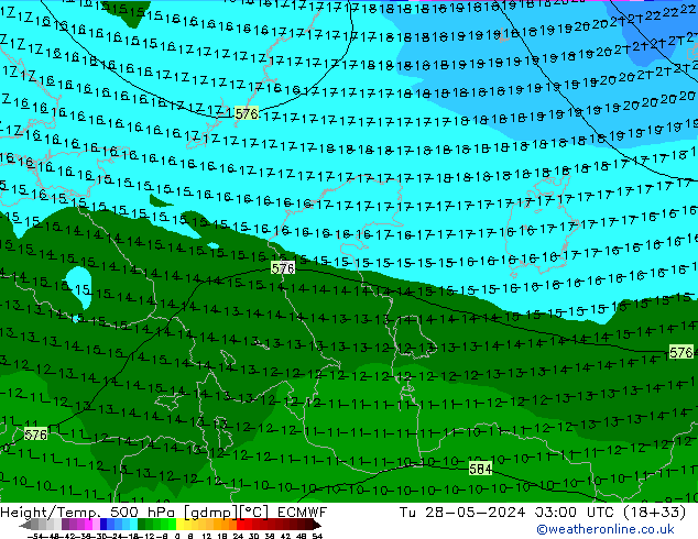 Height/Temp. 500 hPa ECMWF Di 28.05.2024 03 UTC