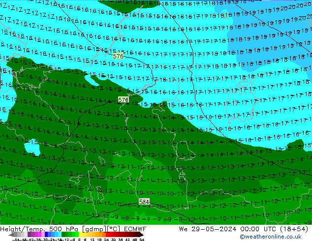 Z500/Rain (+SLP)/Z850 ECMWF  29.05.2024 00 UTC